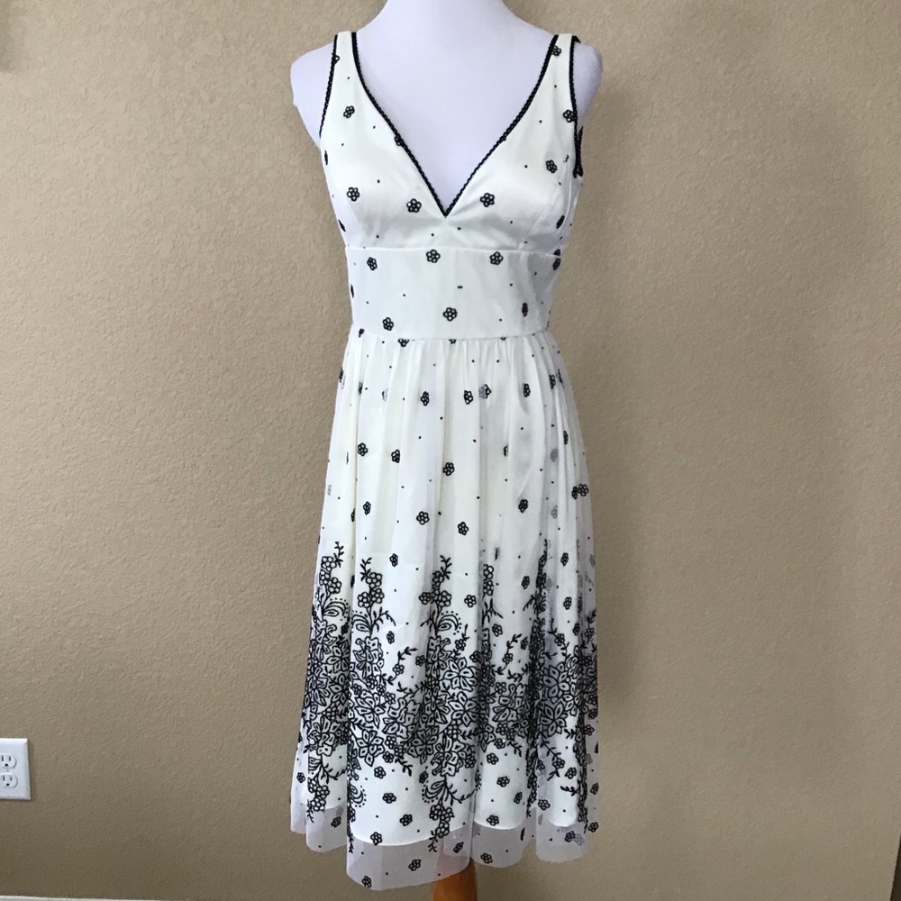 Adrianna Papell Beaded Fit and Flare Beaded Dress, Size 4